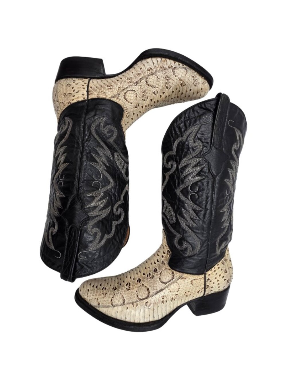 Vintage 10.5 Russel’s Viper Natural Snakeskin Cuadra Exotic Cowboy Western Boots - Picture 3 of 16